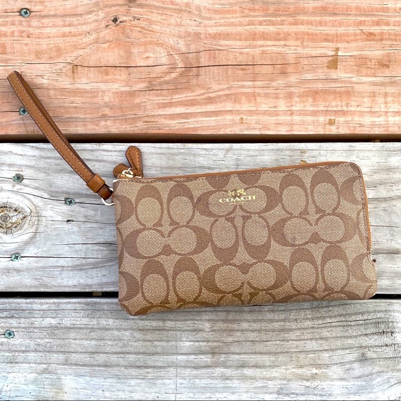 Coach Handbags - COACH Signature PVC Double Zip Large Wallet